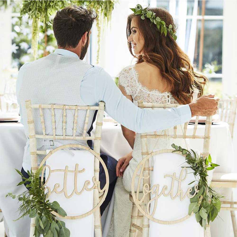 Botanical Wedding Better Together Stol Skilt av Tre Bryllup