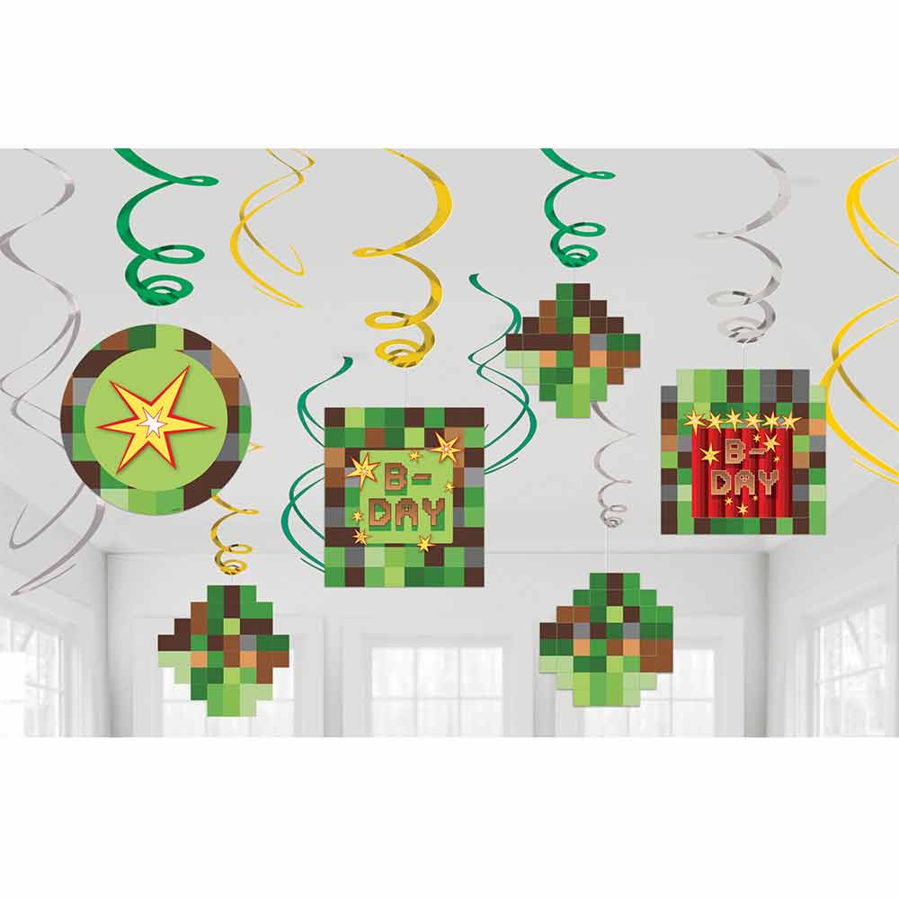 Minecraft Party Swirl Dekorasjoner 12 stk.