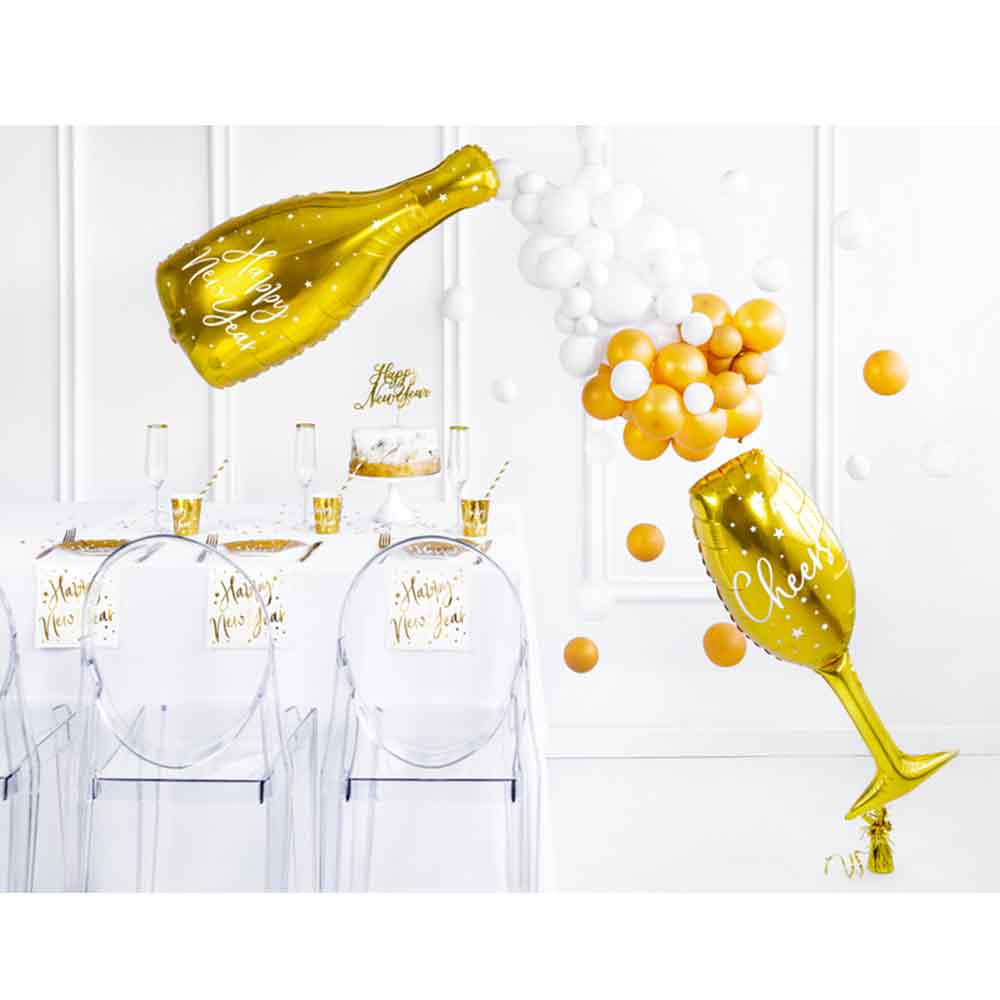 Champagneglass Folieballong Gull Cheers 28 x 80 cm