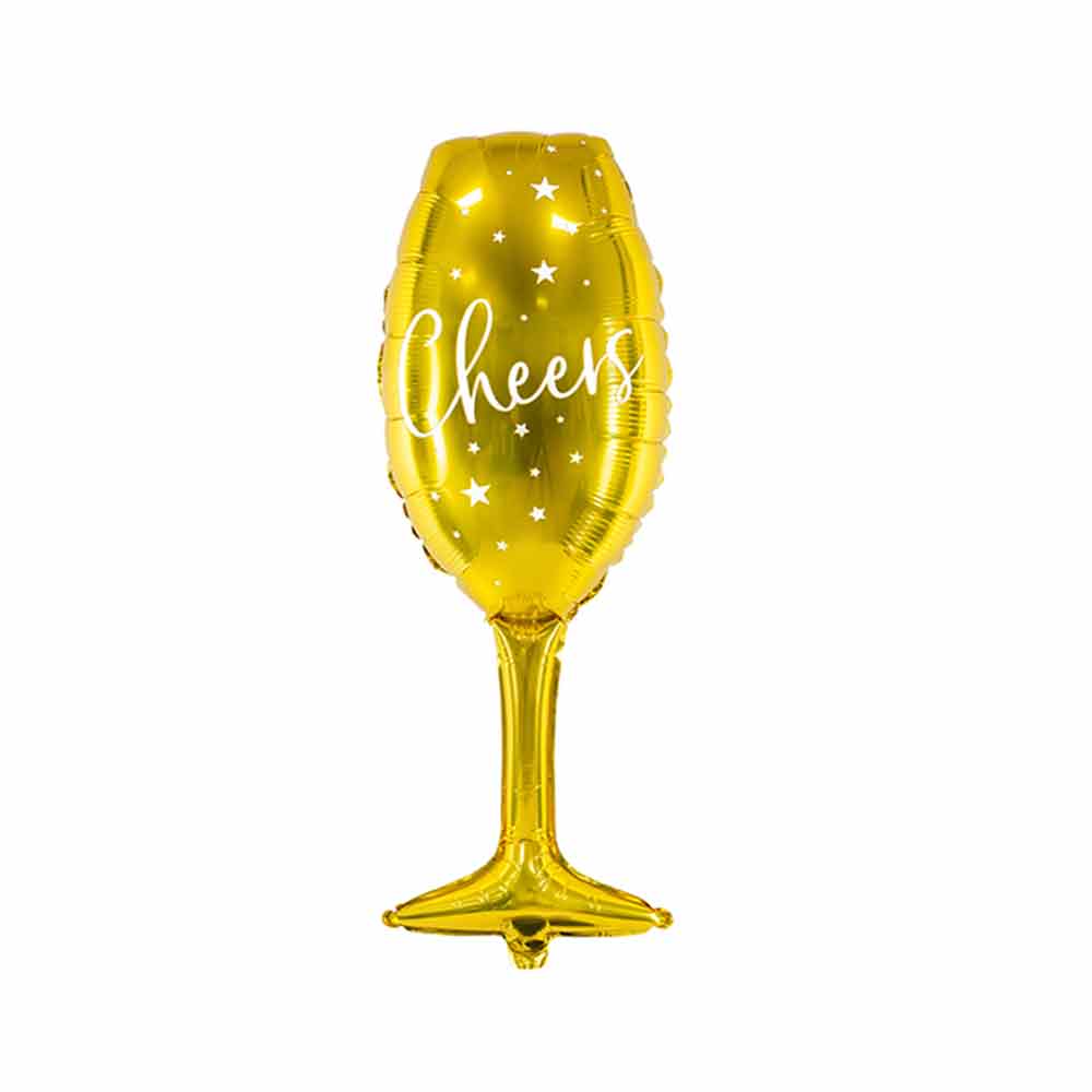 Champagneglass Folieballong Gull Cheers 28 x 80 cm