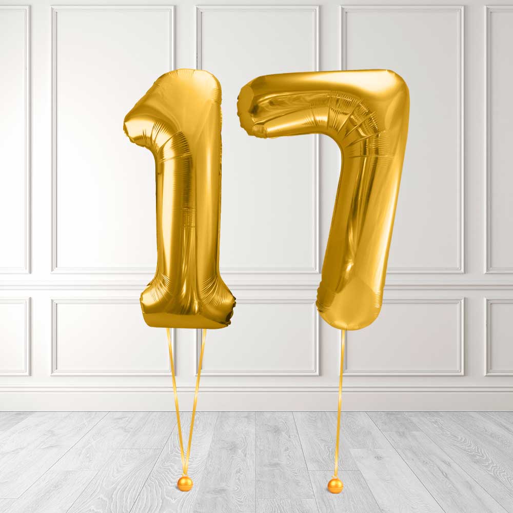 Tallballong Kit Gull med Helium - Velg ditt tall