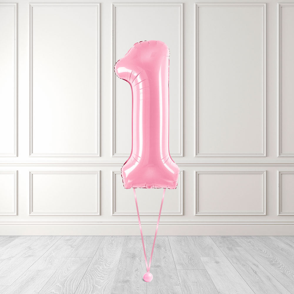 Tallballong Kit Baby Rosa med Helium - Velg ditt tall