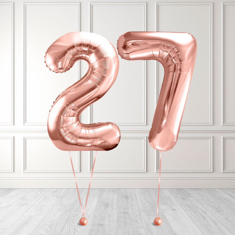 Tallballong Kit Rosegull med Helium - Velg ditt tall