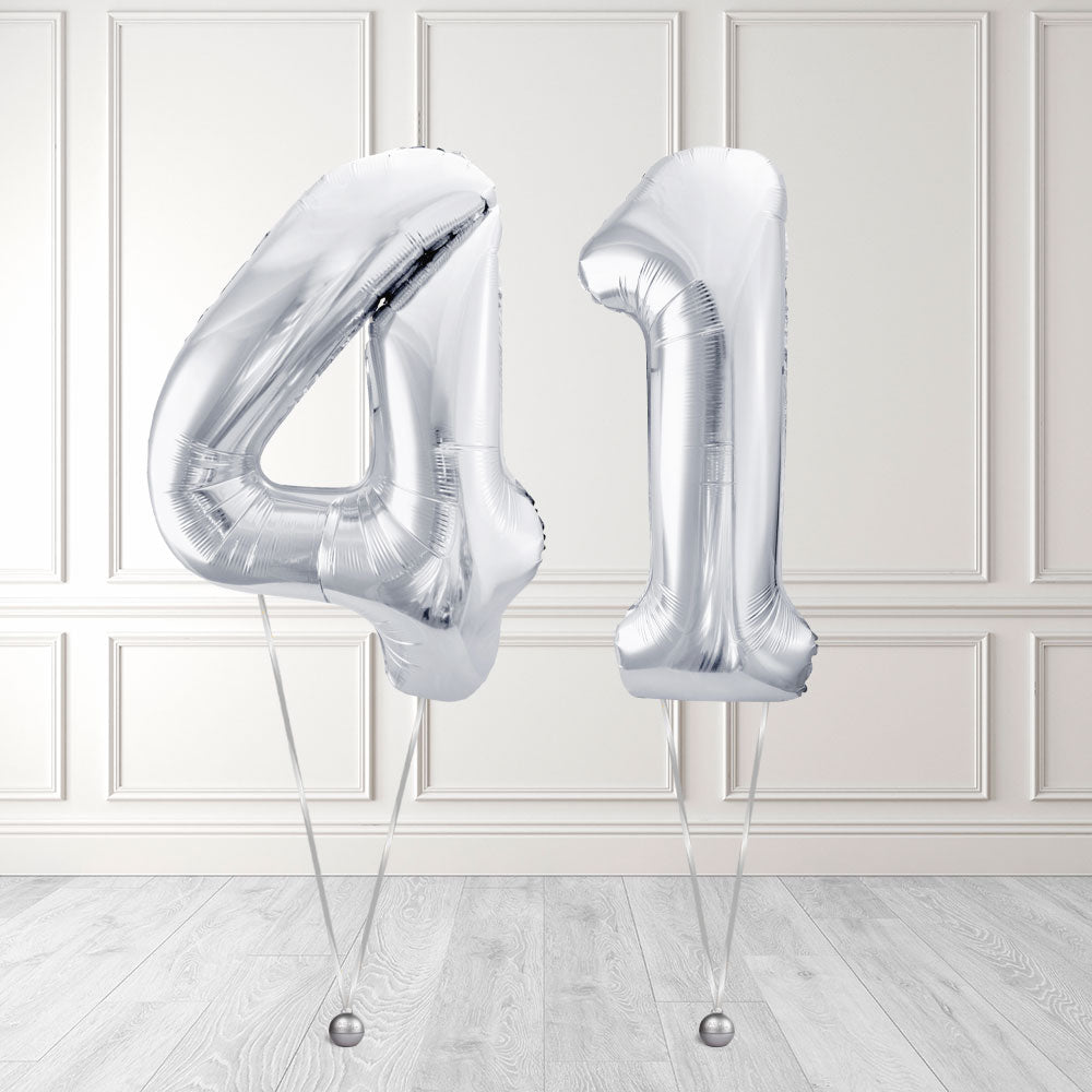 Tallballong Kit Sølv med Helium - Velg ditt tall