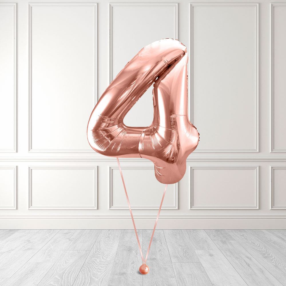 Tallballong Kit Rosegull med Helium - Velg ditt tall