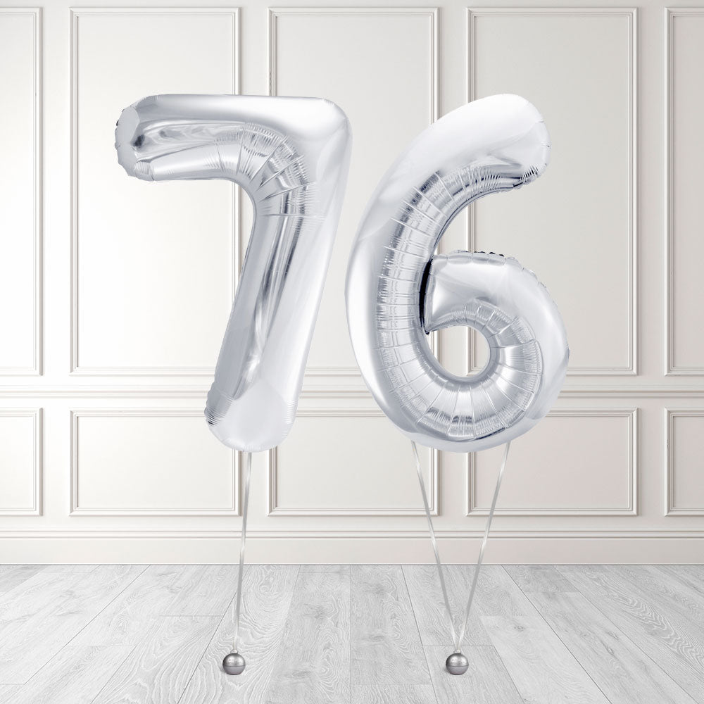 Tallballong Kit Sølv med Helium - Velg ditt tall