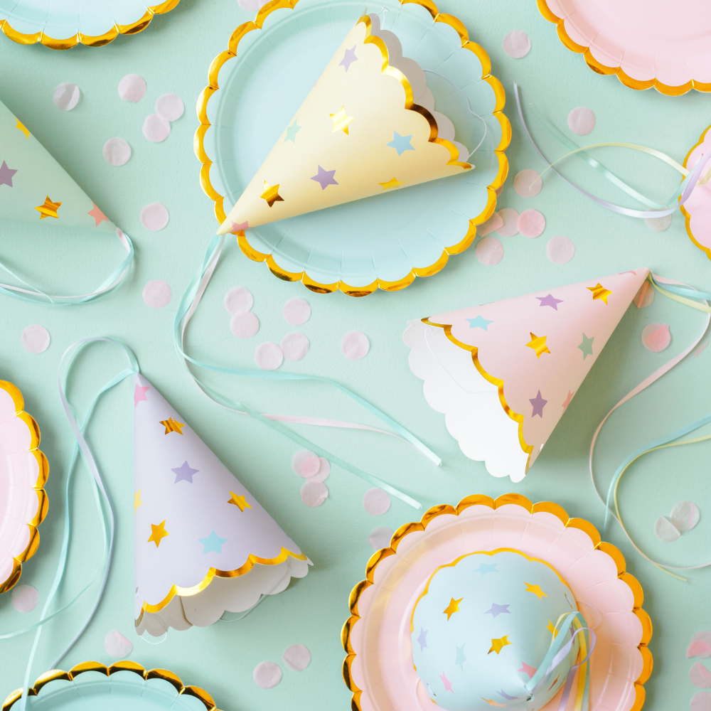 Partyhatter Pastell Stjerner 6 stk.