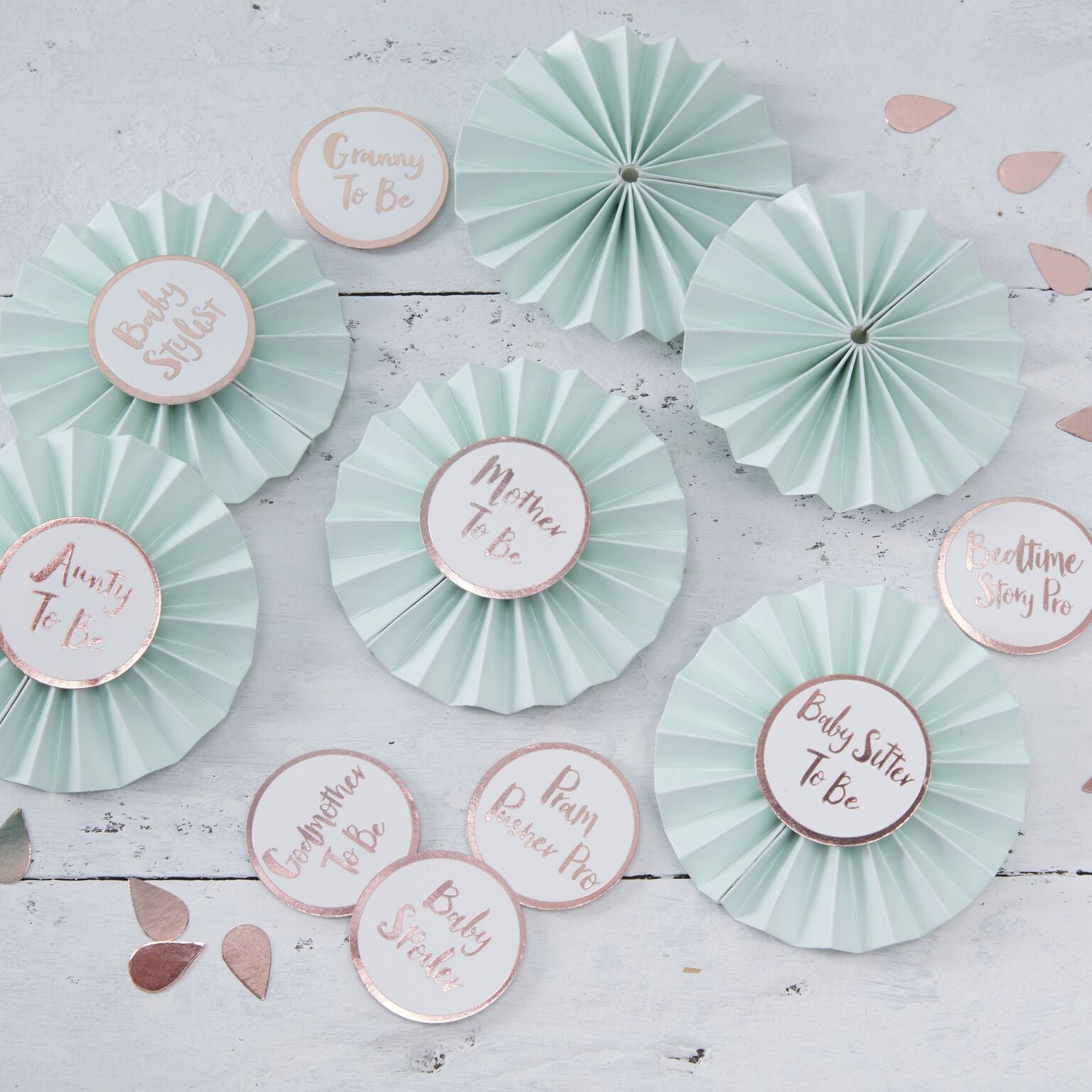 Babyshower Rosetter Blå 6 stk.